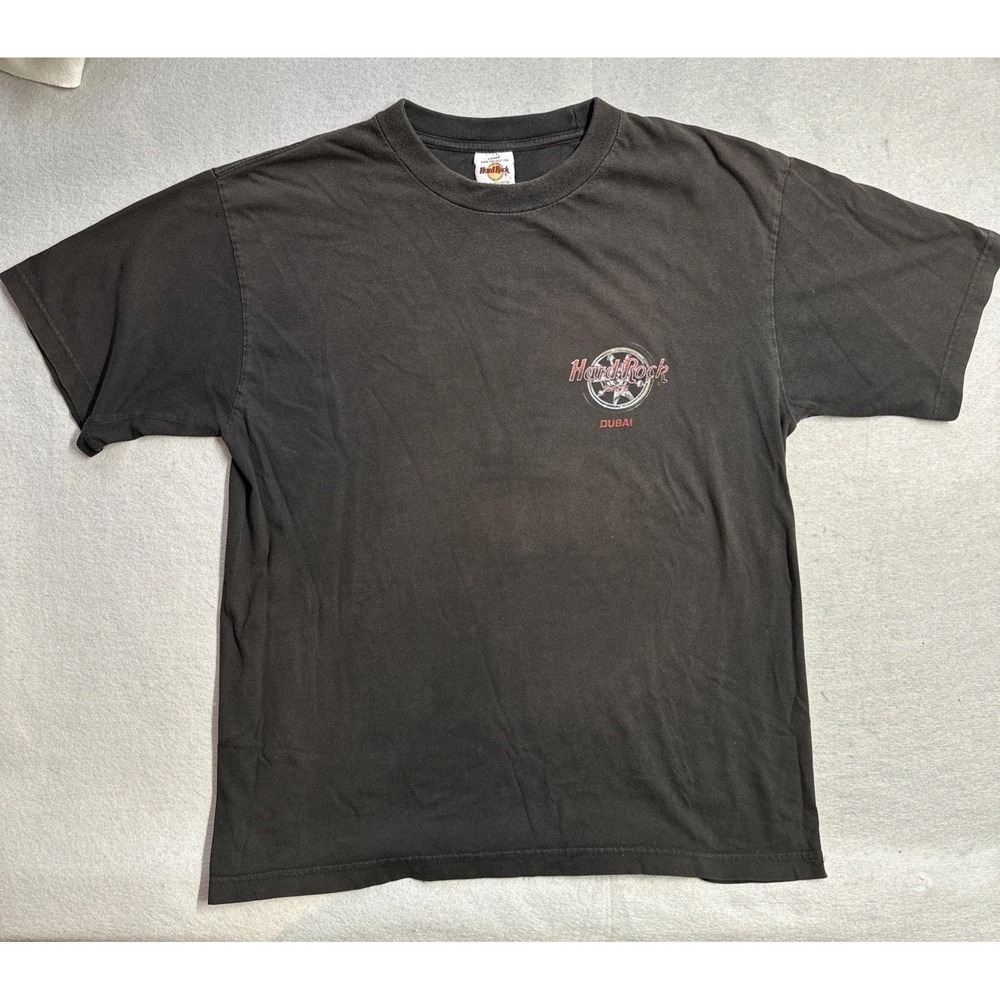 Hard Rock Cafe Dubai T-Shirt Men's Size L Black Biker Tee